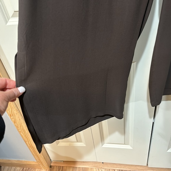NWOT Eileen Fisher, dark brown silk Georgette short poncho/Palazzo pants - Picture 9 of 11